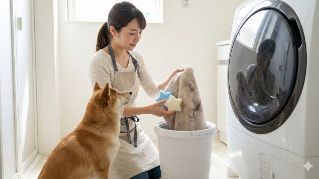 ペットの毛が付着した衣類を別洗いする衛生的な方法